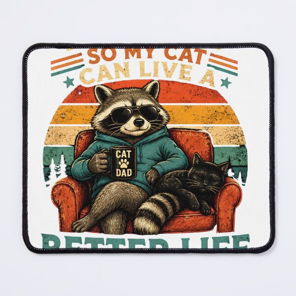 Item preview, I Work So My Cat Can Live a Better Life – Funny Raccoon & Cat Retro T-Shirt | Cat Lover Gift designed and sold by Eljonas77.