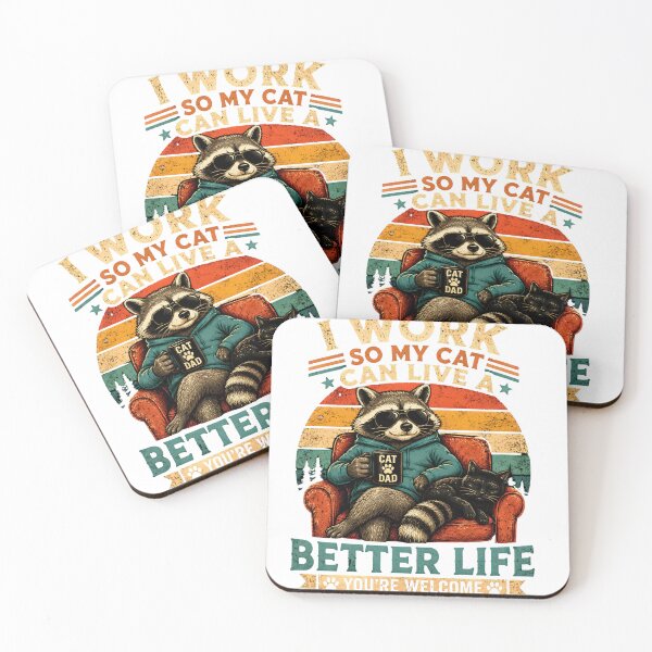 Item preview, I Work So My Cat Can Live a Better Life – Funny Raccoon & Cat Retro T-Shirt | Cat Lover Gift designed and sold by Eljonas77.
