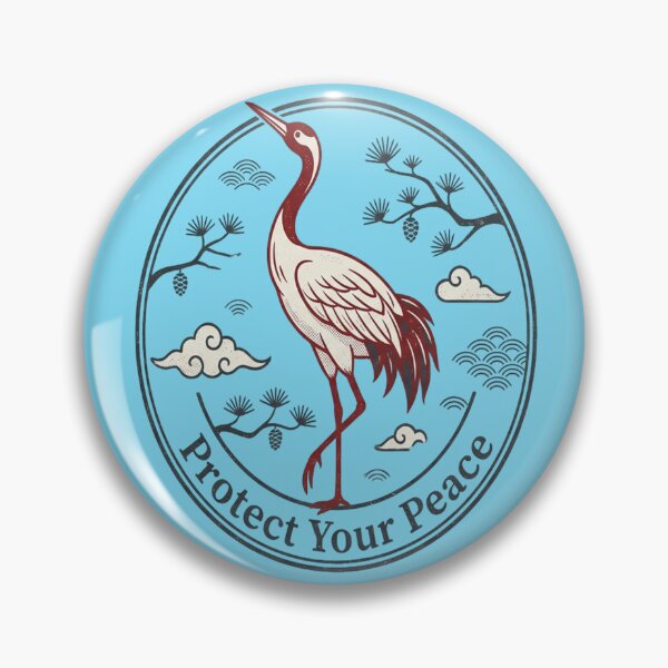 Item preview, Red Crowned Crane Protect Your Peace Japanese Bird Art designed and sold by Max Store.