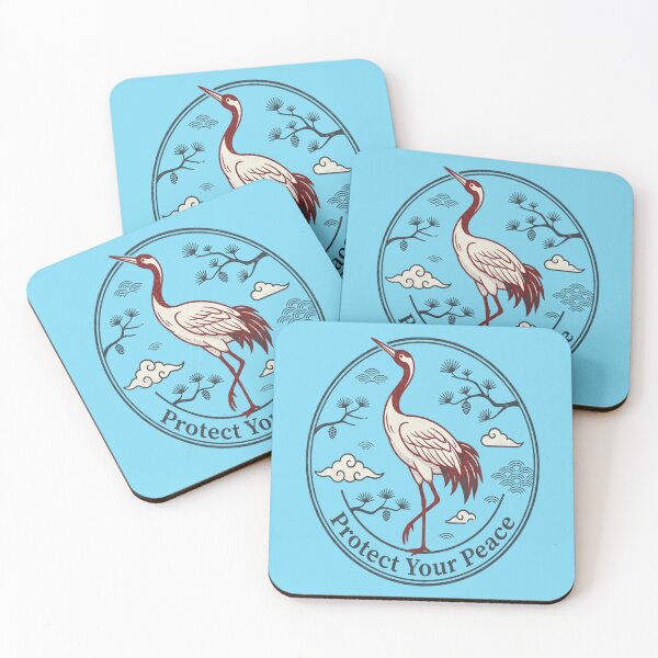 Item preview, Red Crowned Crane Protect Your Peace Japanese Bird Art designed and sold by Max Store.