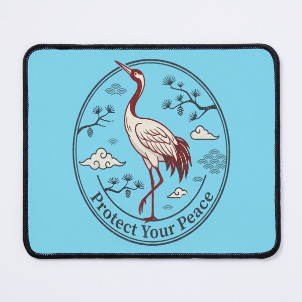 Item preview, Red Crowned Crane Protect Your Peace Japanese Bird Art designed and sold by Max Store.