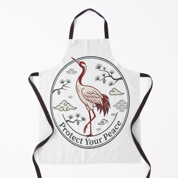 Item preview, Red Crowned Crane Protect Your Peace Japanese Bird Art designed and sold by Max Store.