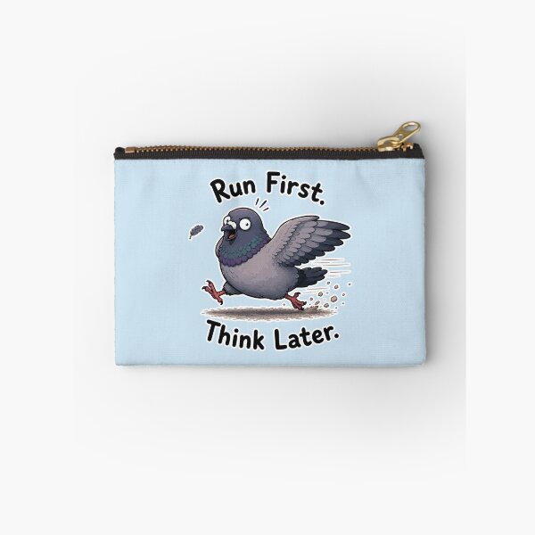 Item preview, Run First Think Later Funny Pigeon Running Meme Sticker designed and sold by SimplePoDesign.