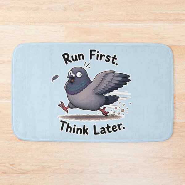 Item preview, Run First Think Later Funny Pigeon Running Meme Sticker designed and sold by SimplePoDesign.