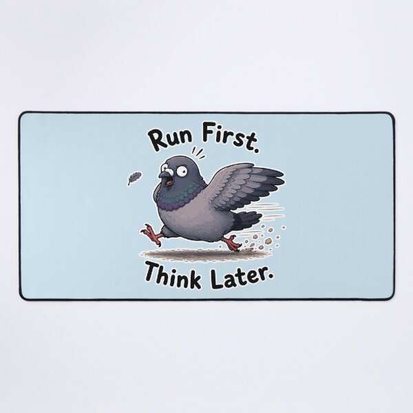 Item preview, Run First Think Later Funny Pigeon Running Meme Sticker designed and sold by SimplePoDesign.