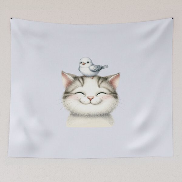Item preview, Cute Fluffy Baby Kitten and Bird  designed and sold by VibeShift Studio.