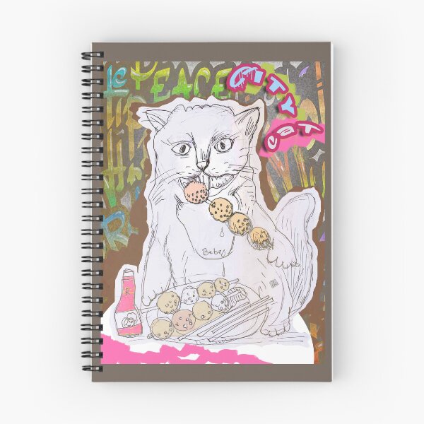 Item preview, City Cat - Cat Eating Meatballs (Original Drawing by ACCI) designed and sold by VanyssaGraphics.