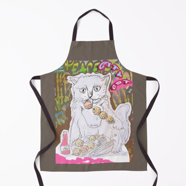Item preview, City Cat - Cat Eating Meatballs (Original Drawing by ACCI) designed and sold by VanyssaGraphics.