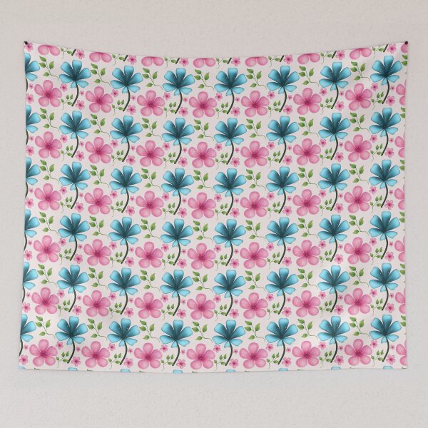 Item preview, Pink & Blue Floral Seamless Pattern | Cute Botanical Flower Print  designed and sold by HopeAndHustle.