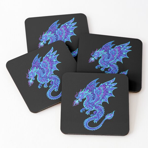 Item preview, Neon Dragon Colorful Fantasy Creature Psychedelic Glowing Mythical Art designed and sold by PlumArtDesign.