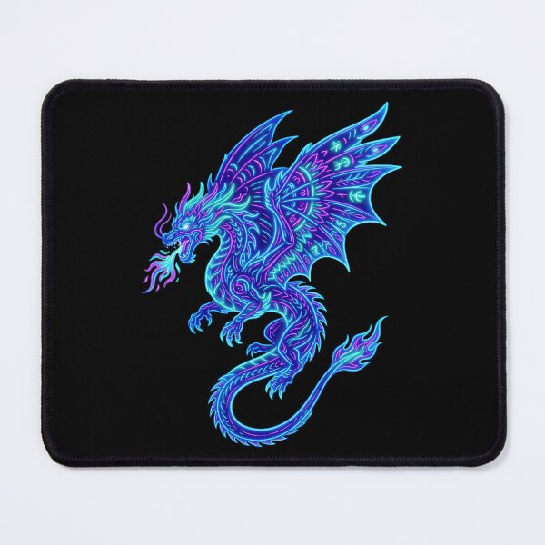Item preview, Neon Dragon Colorful Fantasy Creature Psychedelic Glowing Mythical Art designed and sold by PlumArtDesign.