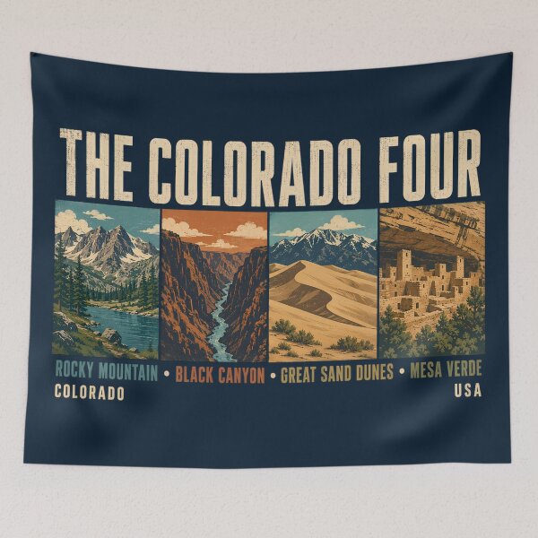 Item preview, Colorado Four National Park Illustration Vintage designed and sold by KrisSidDesigns.