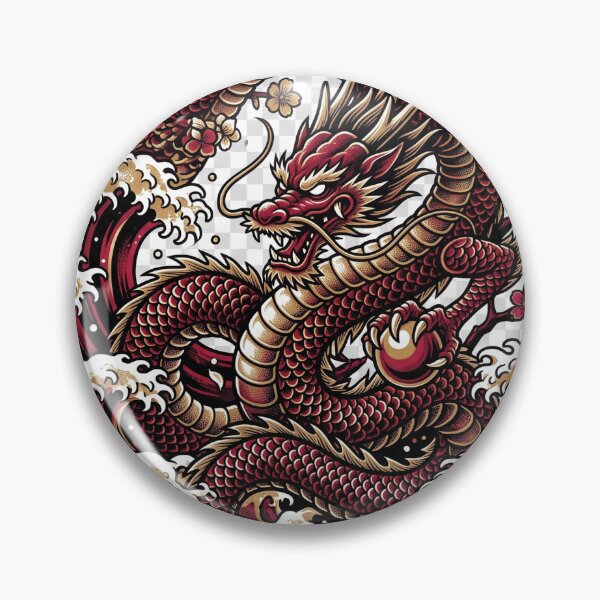 Item preview, Crimson Dragon Rising Through Waves designed and sold by Origamoart.