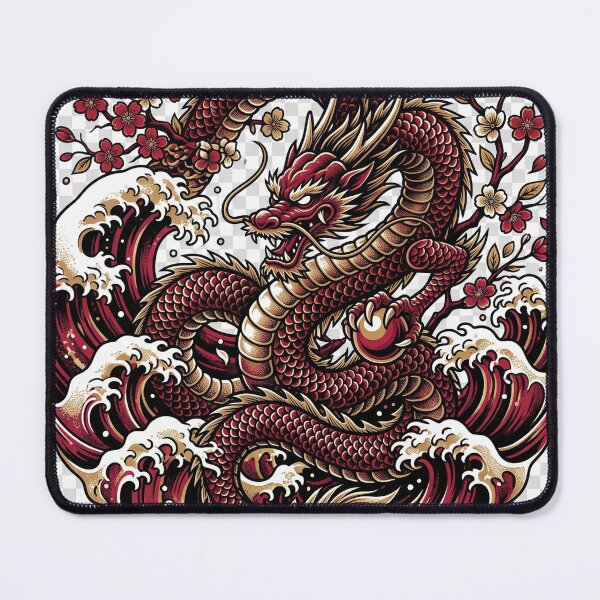 Item preview, Crimson Dragon Rising Through Waves designed and sold by Origamoart.