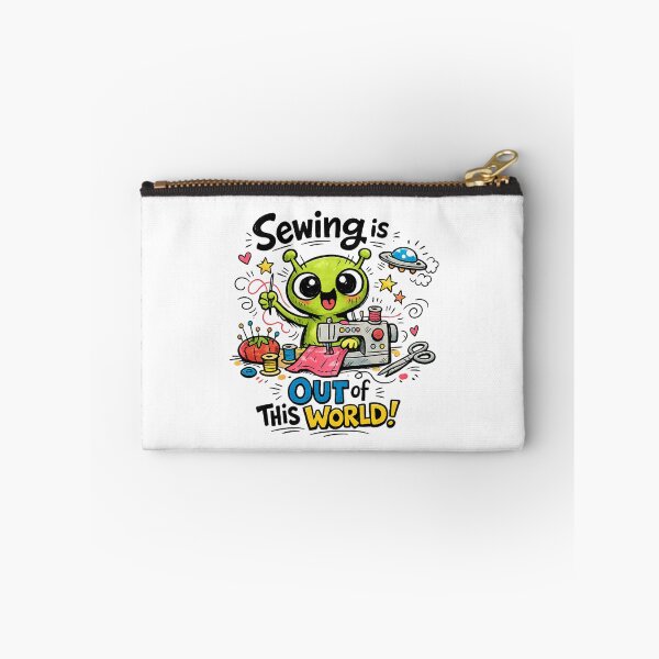 Item preview, Alien Sewing Is Out of This World! Funny Sewing Lover Cartoon Sticker designed and sold by EverStitchStudio ★★★★★.