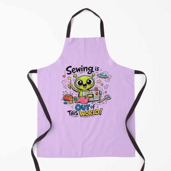 Item preview, Alien Sewing Is Out of This World! Funny Sewing Lover Cartoon Sticker designed and sold by EverStitchStudio ★★★★★.