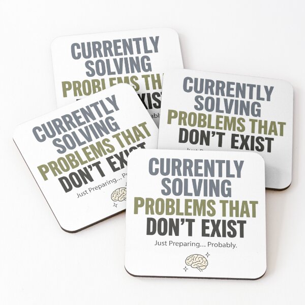 Item preview, Currently Solving Problems That Don't Exist Funny Overthinking Quote Minimal Typography Design designed and sold by softmind studio.