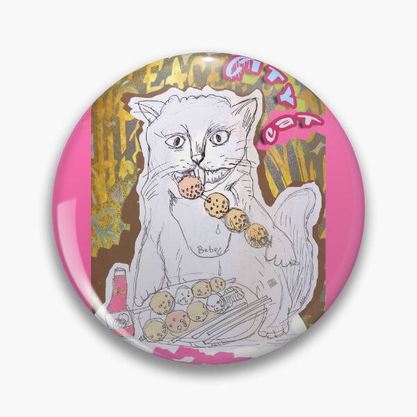 Item preview, City Cat - Cat Eating Meatballs (Original Drawing by ACCI) designed and sold by VanyssaGraphics.