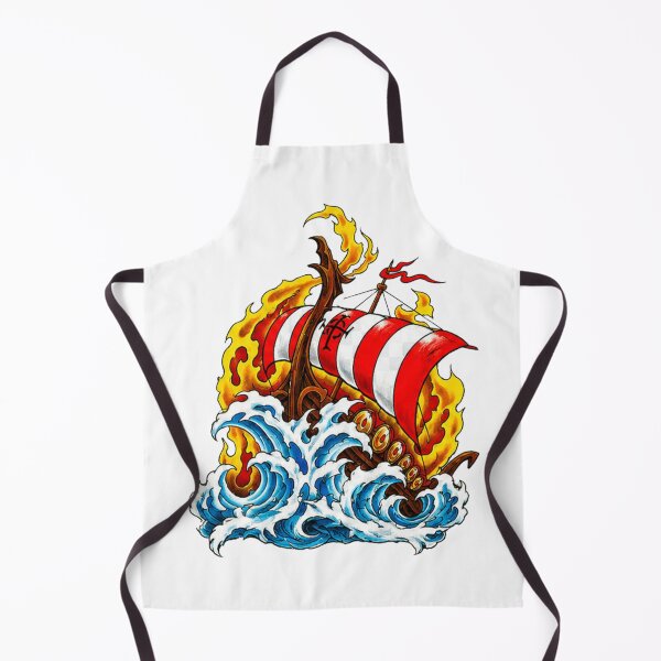 Item preview, Burning Viking Longship Traditional Tattoo Flash Design designed and sold by wizooo411.