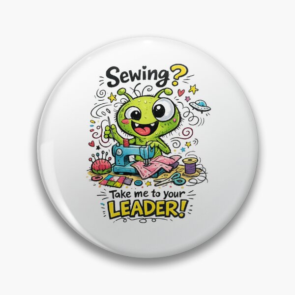Item preview, Alien Sewing Is Out of This World! Funny Sewing Lover Cartoon Sticker designed and sold by EverStitchStudio ★★★★★.