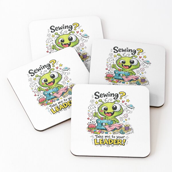Item preview, Alien Sewing Is Out of This World! Funny Sewing Lover Cartoon Sticker designed and sold by EverStitchStudio ★★★★★.