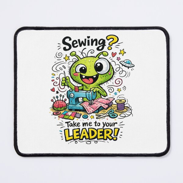 Item preview, Alien Sewing Is Out of This World! Funny Sewing Lover Cartoon Sticker designed and sold by EverStitchStudio ★★★★★.