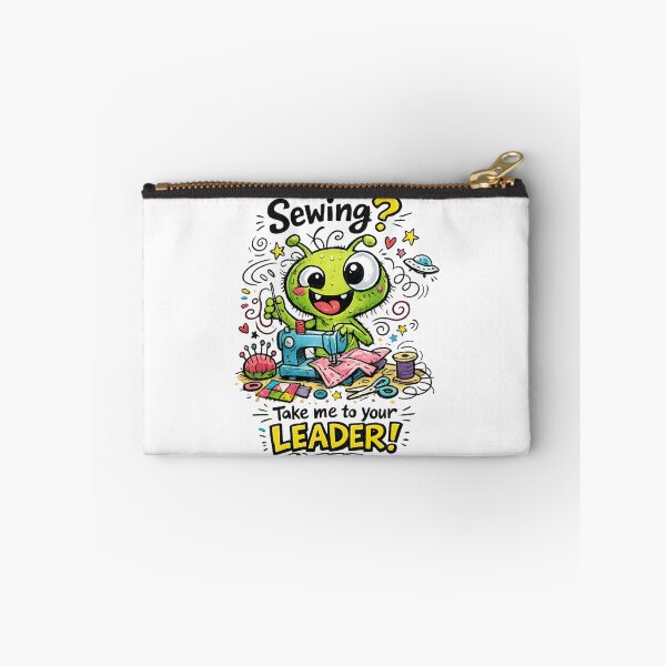 Item preview, Alien Sewing Is Out of This World! Funny Sewing Lover Cartoon Sticker designed and sold by EverStitchStudio ★★★★★.