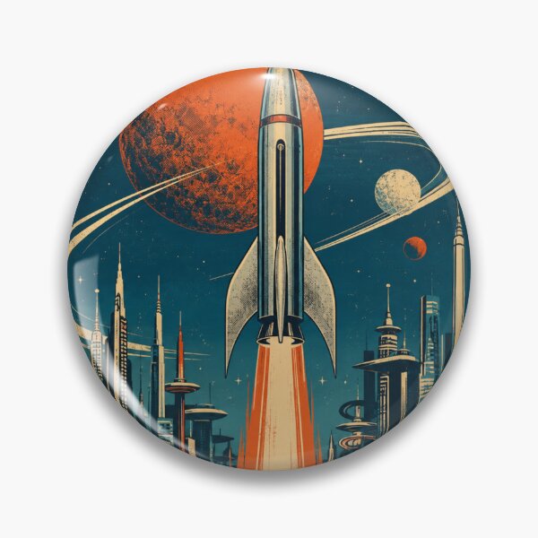Item preview, Retro Space Rocket – Vintage Sci-Fi Future City Design designed and sold by Bernd Friese.