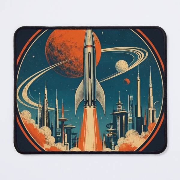 Item preview, Retro Space Rocket – Vintage Sci-Fi Future City Design designed and sold by Bernd Friese.