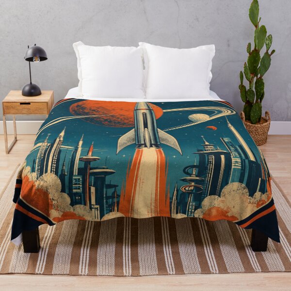 Item preview, Retro Space Rocket – Vintage Sci-Fi Future City Design designed and sold by Bernd Friese.