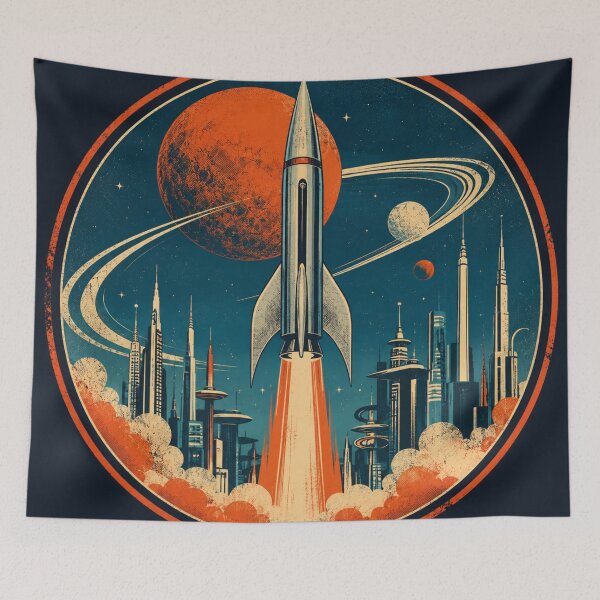 Artikelvorschau, Retro Space Rocket – Vintage Sci-Fi Future City Design entworfen und verkauft von Bernd Friese.