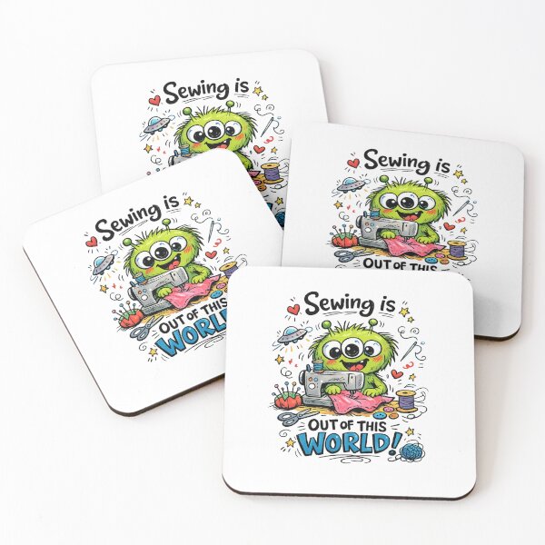 Item preview, Alien Sewing Is Out of This World! Funny Sewing Lover Cartoon Sticker designed and sold by EverStitchStudio ★★★★★.
