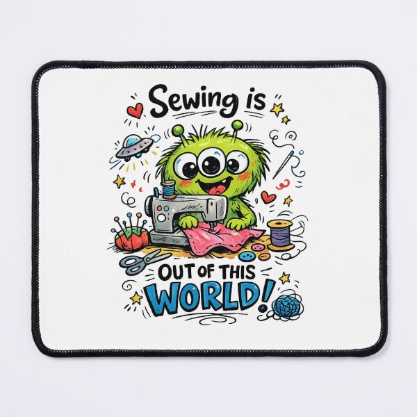 Item preview, Alien Sewing Is Out of This World! Funny Sewing Lover Cartoon Sticker designed and sold by EverStitchStudio ★★★★★.