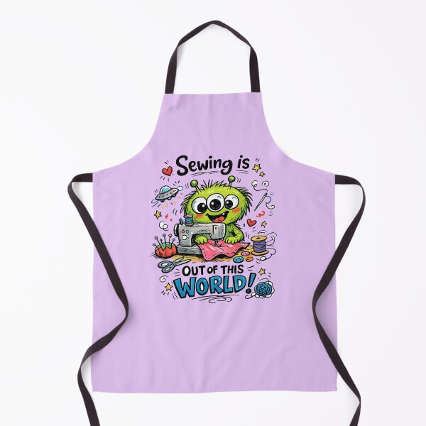 Item preview, Alien Sewing Is Out of This World! Funny Sewing Lover Cartoon Sticker designed and sold by EverStitchStudio ★★★★★.