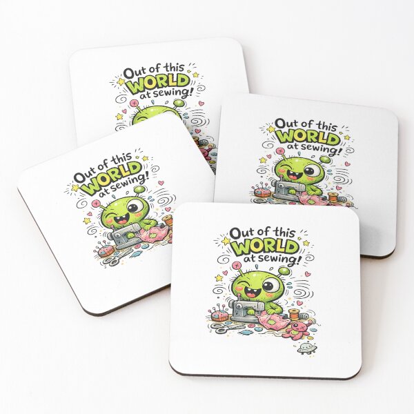 Item preview, Alien Sewing Is Out of This World! Funny Sewing Lover Cartoon Sticker designed and sold by EverStitchStudio ★★★★★.