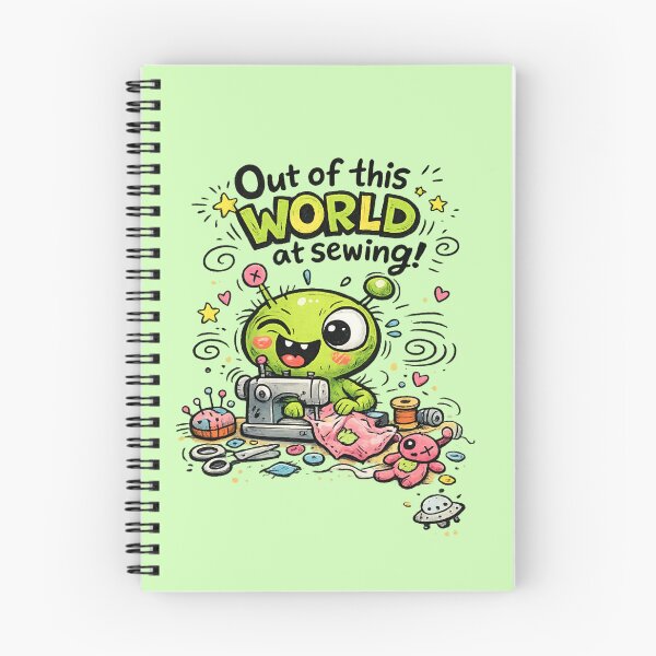 Item preview, Alien Sewing Is Out of This World! Funny Sewing Lover Cartoon Sticker designed and sold by EverStitchStudio ★★★★★.