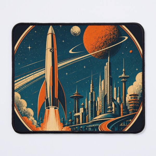 Item preview, Retro Space Rocket – Futuristic skyline in vintage sci-fi style designed and sold by Bernd Friese.