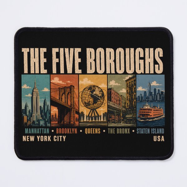 Item preview, Five Boroughs New York City NYC Illustration Vintage designed and sold by KrisSidDesigns.