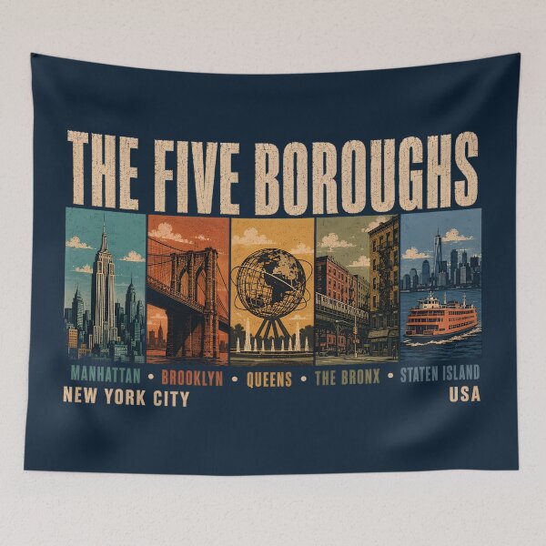 Item preview, Five Boroughs New York City NYC Illustration Vintage designed and sold by KrisSidDesigns.
