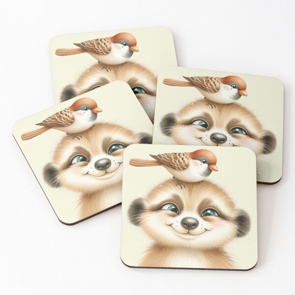 Item preview, Cute Baby Meerkat and Little Bird  designed and sold by VibeShift Studio.