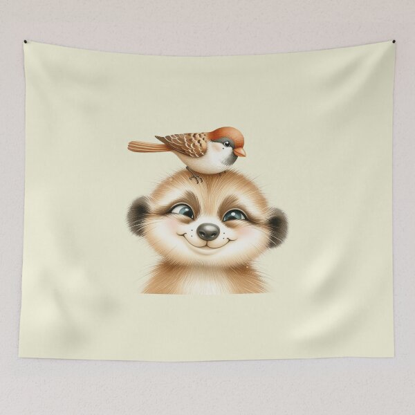 Item preview, Cute Baby Meerkat and Little Bird  designed and sold by VibeShift Studio.