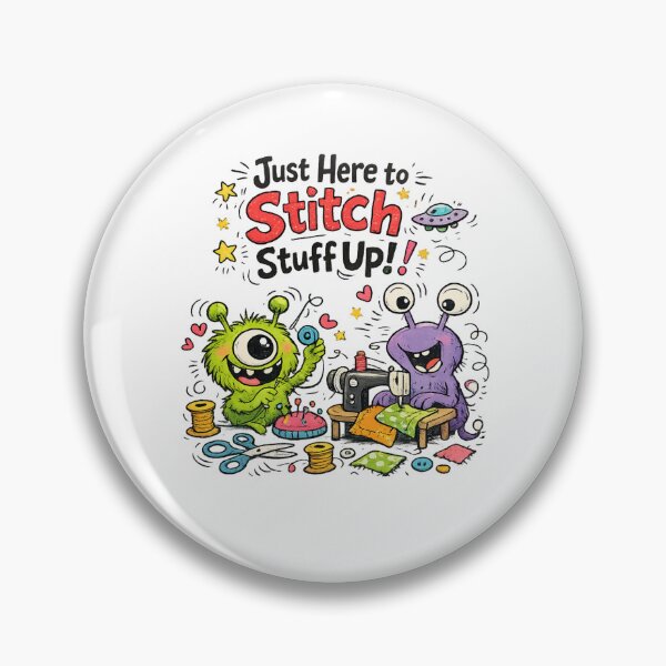 Item preview, Just here stitch stuff up! Funny Sewing Lover Cartoon Sticker designed and sold by EverStitchStudio ★★★★★.