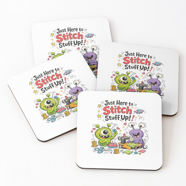 Item preview, Just here stitch stuff up! Funny Sewing Lover Cartoon Sticker designed and sold by EverStitchStudio ★★★★★.