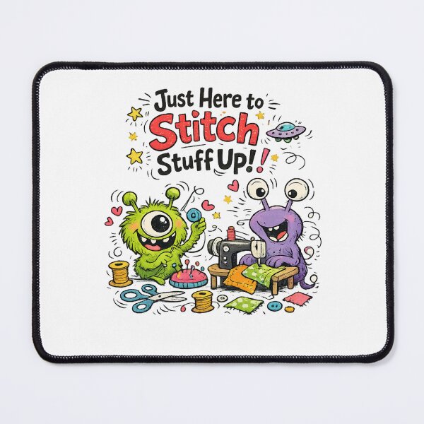 Item preview, Just here stitch stuff up! Funny Sewing Lover Cartoon Sticker designed and sold by EverStitchStudio ★★★★★.