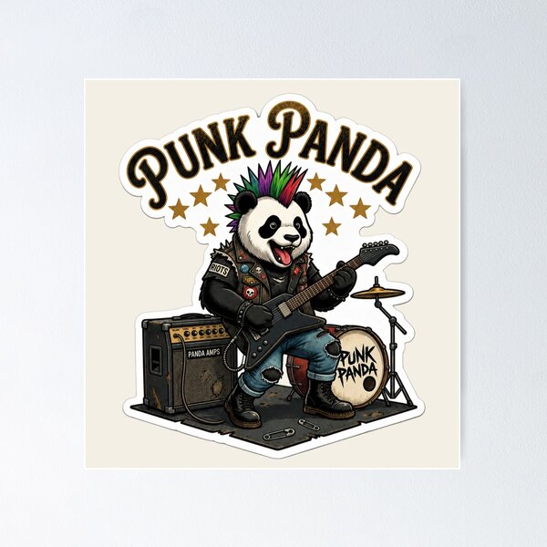 Item preview, Punk Panda Rock Guitar Cute Animal Musician designed and sold by Safe Haven Pets.