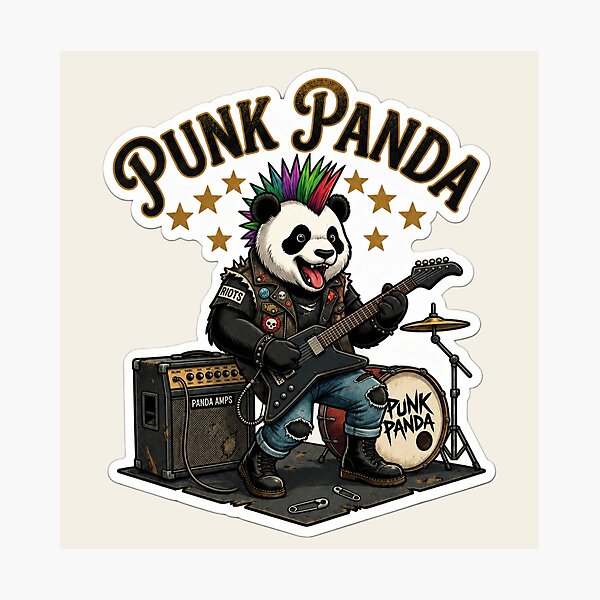Item preview, Punk Panda Rock Guitar Cute Animal Musician designed and sold by Safe Haven Pets.