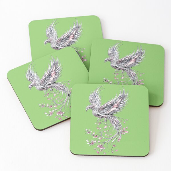 Item preview, The Fusion of Steel and the Silver Phoenix Flower & Sakura - Mythical Bird designed and sold by RAYBIL.