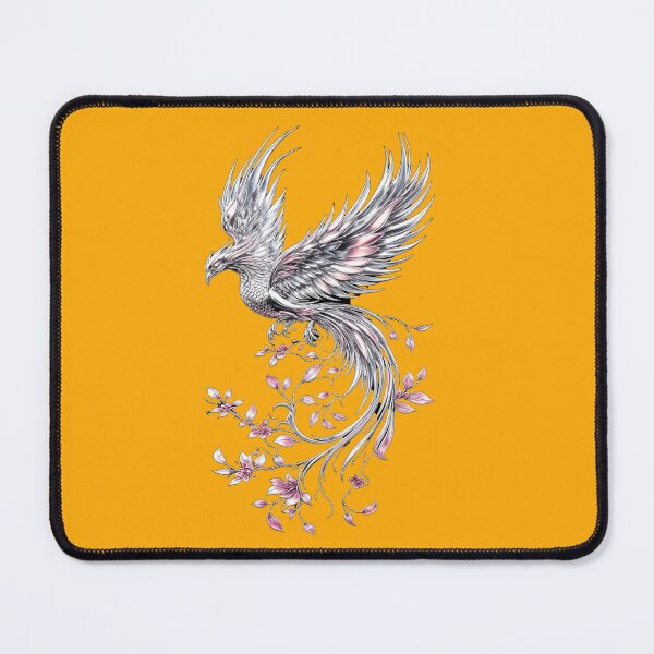 Item preview, The Fusion of Steel and the Silver Phoenix Flower & Sakura - Mythical Bird designed and sold by RAYBIL.