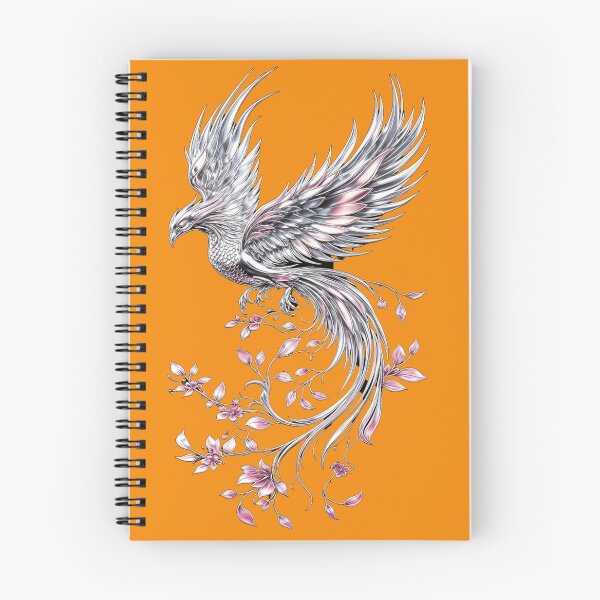 Item preview, The Fusion of Steel and the Silver Phoenix Flower & Sakura - Mythical Bird designed and sold by RAYBIL.