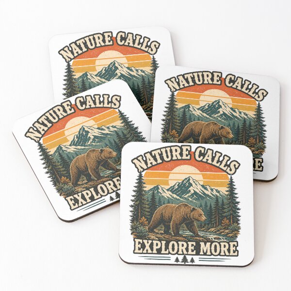 Item preview, Nature Calls Explore More Vintage Bear Outdoor Adventure Retro Design designed and sold by Tobull.
